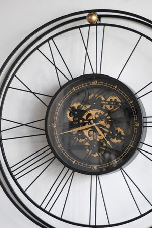 32-Inch Round Black Metal Gear Silent Wall Clock