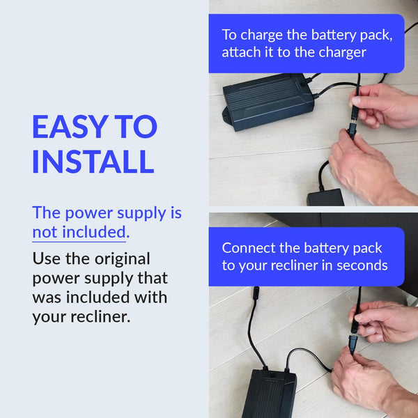 Rechargeable Recliner Battery Pack 2200mAh – Universal 2-Pin Power Supply