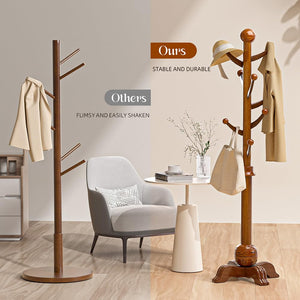 Freestanding Wooden Coat Rack with 7 Hooks – 72" Hall Tree Stand