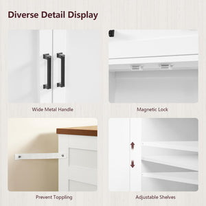 Buffet Cabinet with Storage — 4-Door Sideboard with Adjustable Shelves