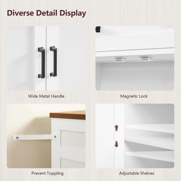 Buffet Cabinet with Storage — 4-Door Sideboard with Adjustable Shelves