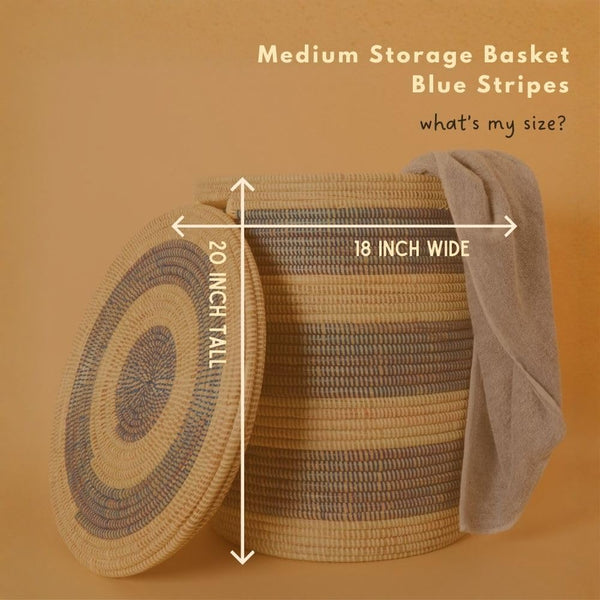 African Woven Wicker Storage Basket with Lid