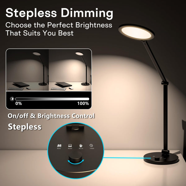 LED Desk Lamp with Swing Arm & Webcam Fill Light