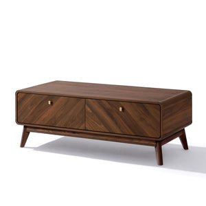 LuxenHome Coffee Table with Storage, 47" Mid Century Modern Coffee Table, Live Edge Coffee Tables for Living Room, Wooden Center Table with Ample Storage Space