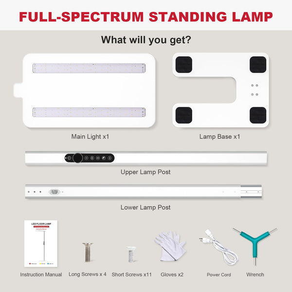 150W Full-Spectrum LED Floor Lamp, 11000LM Dimmable 4000K, Motion Sensor & Nightlight, 79"