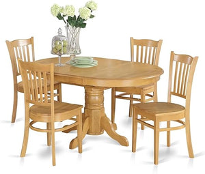 Oval Dining Table Set with Butterfly Leaf & Wood Chairs