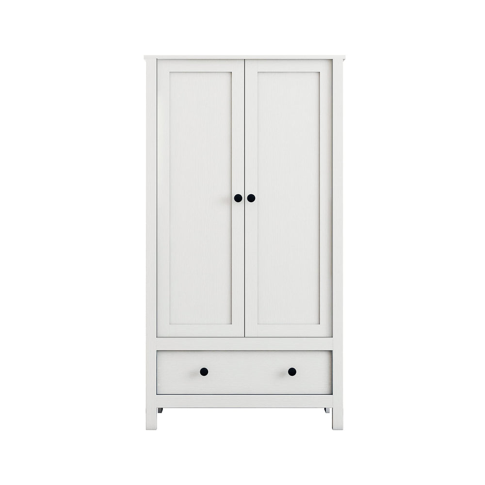 2-Door Wardrobe with Drawer and Hanging Rail