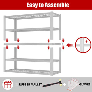 5-Tier Heavy Duty Metal Garage Shelving Unit, 3000 lbs Capacity, White
