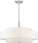 5-Light Triple Drum Pendant Light with Fabric Shade