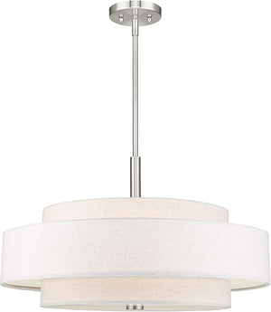 5-Light Triple Drum Pendant Light with Fabric Shade