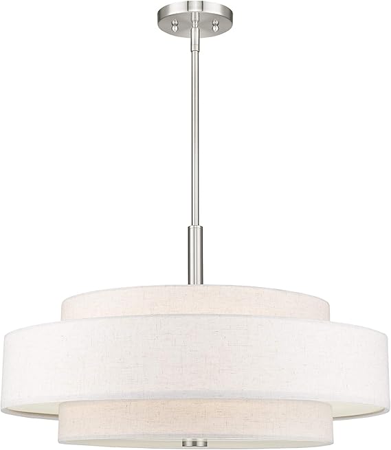 5-Light Triple Drum Pendant Light with Fabric Shade