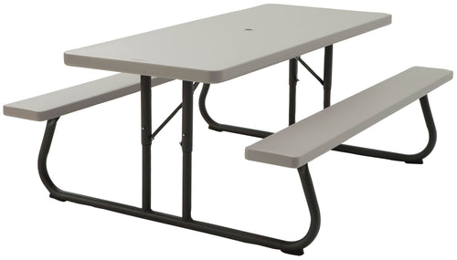 6-Foot Folding Picnic Table with Attached Bench Seating