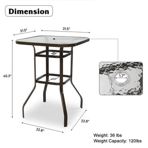 Outdoor Bar Height Patio Table with Umbrella Hole