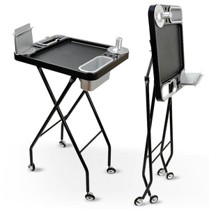 Folding Salon Rolling Tray with Wheels