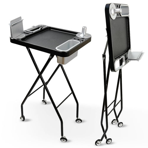 Folding Salon Rolling Tray with Wheels