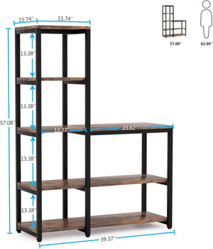 5-Tier L-Shaped Corner Bookshelf