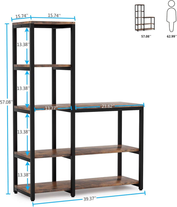 5-Tier L-Shaped Corner Bookshelf