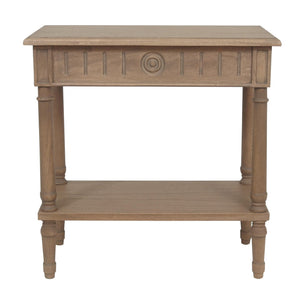 Narrow End Table with Drawer & Shelf – Solid Wood Farmhouse Side Table