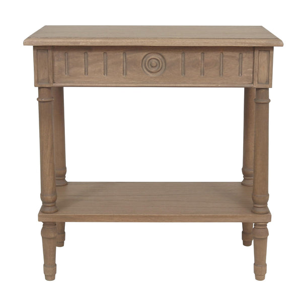 Narrow End Table with Drawer & Shelf – Solid Wood Farmhouse Side Table