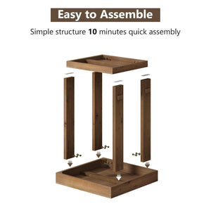 Solid Wood End Table Set of 2 with 2-Tier Storage