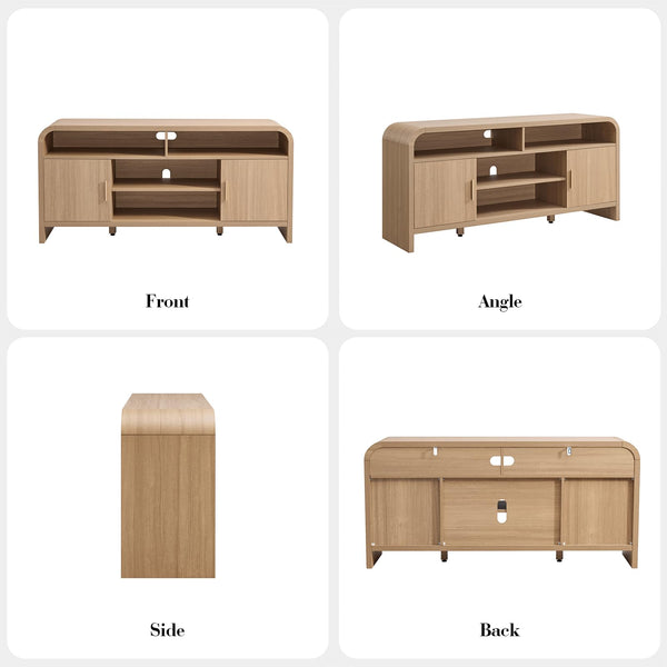 TV Stand for TVs Up to 65" with Storage Cabinet & Adjustable Shelves