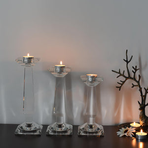 Crystal Candelabra Set — Dual-Purpose Pillar & Taper Candle Holder