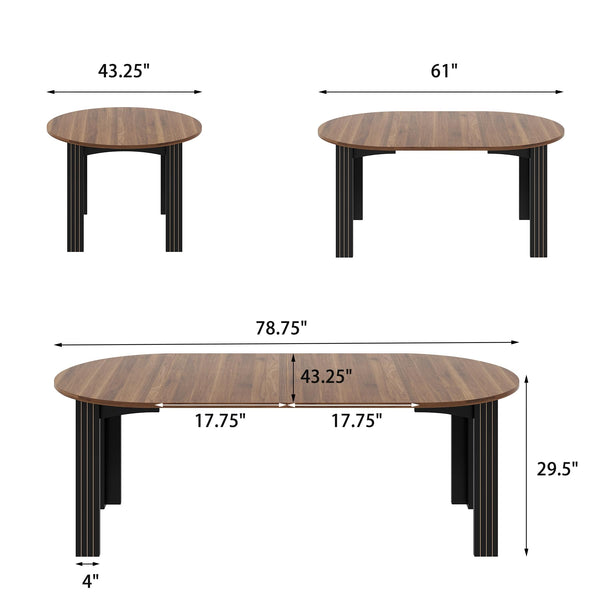 Round Extendable Dining Table with Leaf Extension