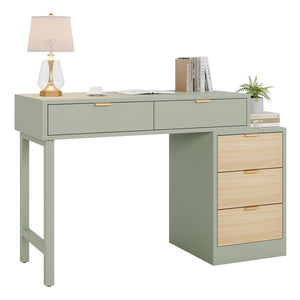 Computer Desk with 5 Drawers & Reversible Storage Cabinet