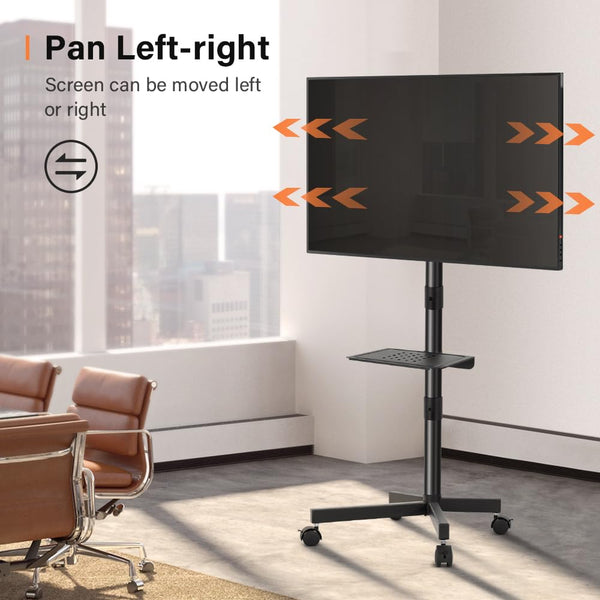 Rolling TV Stand with Height Adjustable Shelf for 23–65 Inch TVs