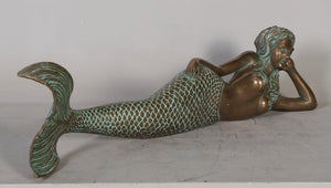 Lying Mermaid Sculpture – Bronze Finish