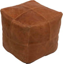 Square Leather Moroccan Pouf – Unstuffed Ottoman Footstool