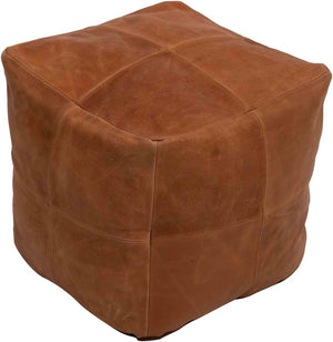 Square Leather Moroccan Pouf – Unstuffed Ottoman Footstool