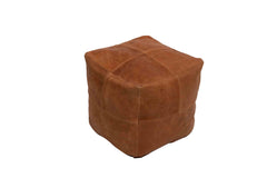 Square Leather Pouf Ottoman – Unstuffed Footstool