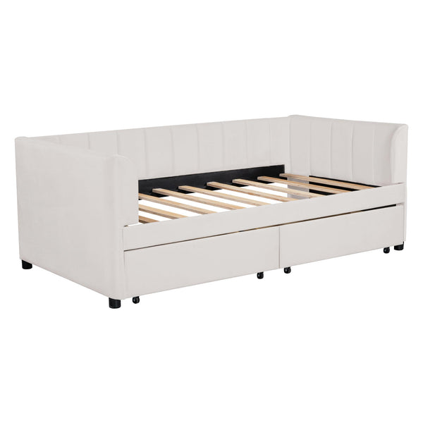 Twin Size Velvet Daybed with 2 Drawers