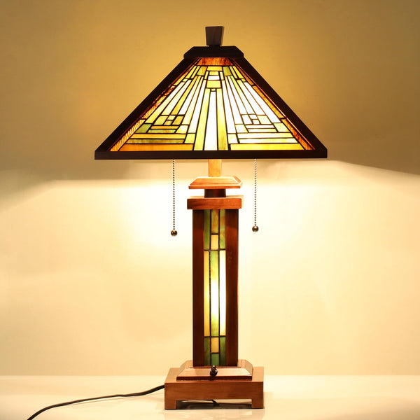 Tiffany Stained Glass Table Lamp – Amber Brown