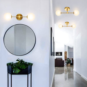Modern Globe Glass Wall Sconce with Brass Finish