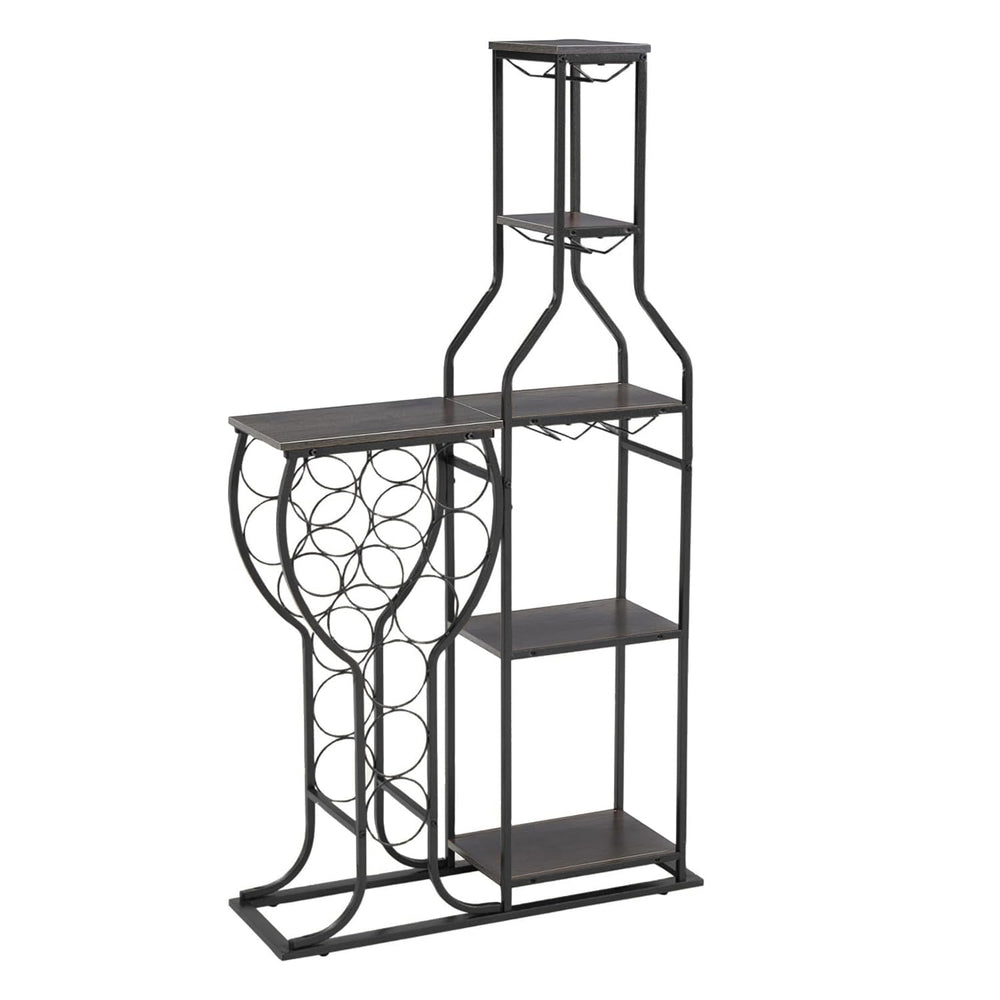 5-Tier Freestanding Wine Rack with Glass Holder