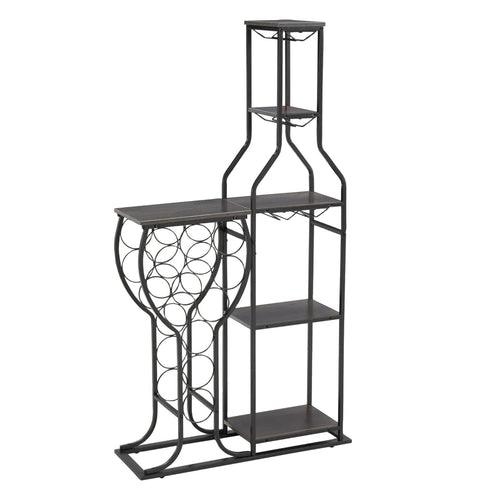5-Tier Freestanding Wine Rack with Glass Holder