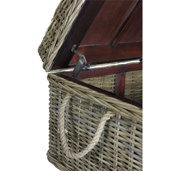 Wicker Rattan Storage Trunk with Lift-Top