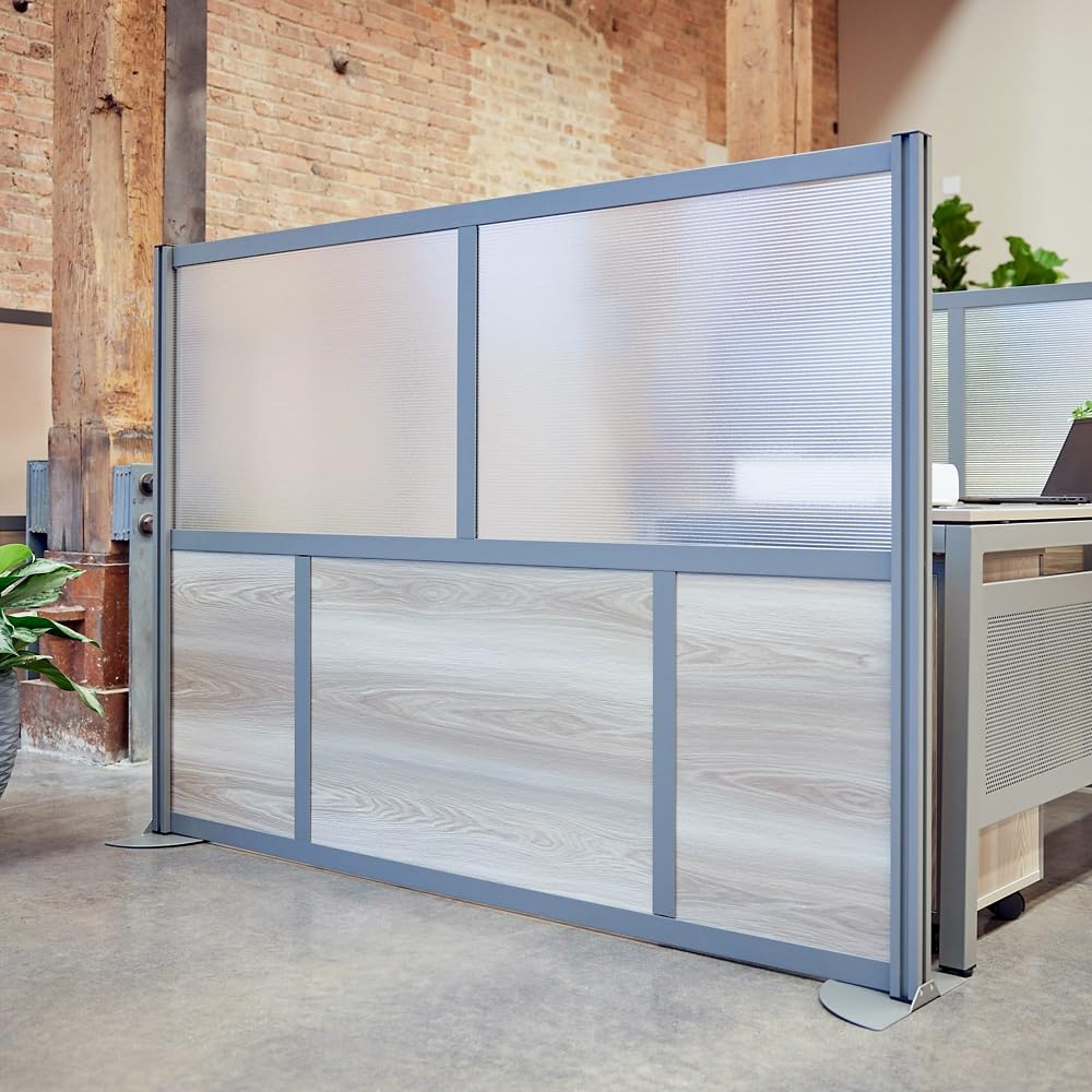 7-Panel Office Partition with Translucent Polycarbonate Inserts
