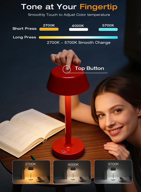 Cordless Rechargeable LED Table Lamp with Touch Dimming