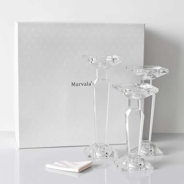 Crystal Candelabra Set — Dual-Purpose Pillar & Taper Candle Holder