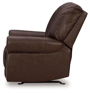 Traditional Leather Match Manual Recliner with Nailhead Trim