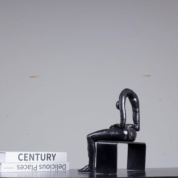 Melancholy Bronze Sculpture – Abstract Figurative Art Statue