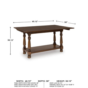 Dark Brown Flip Top Sofa Table with Shelf & Turned Legs