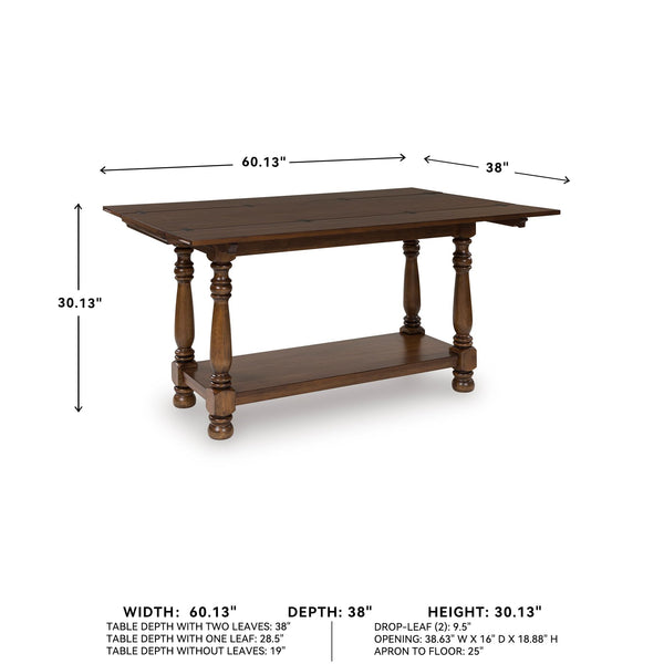 Dark Brown Flip Top Sofa Table with Shelf & Turned Legs