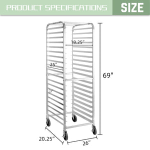 20-Tier Aluminum Bun Pan Rack with Wheels