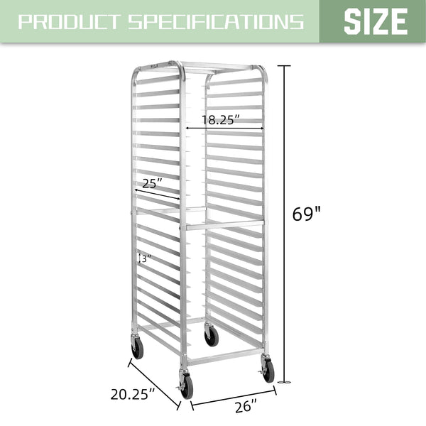 20-Tier Aluminum Bun Pan Rack with Wheels