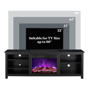 70-Inch Electric Fireplace TV Stand with Storage Shelves