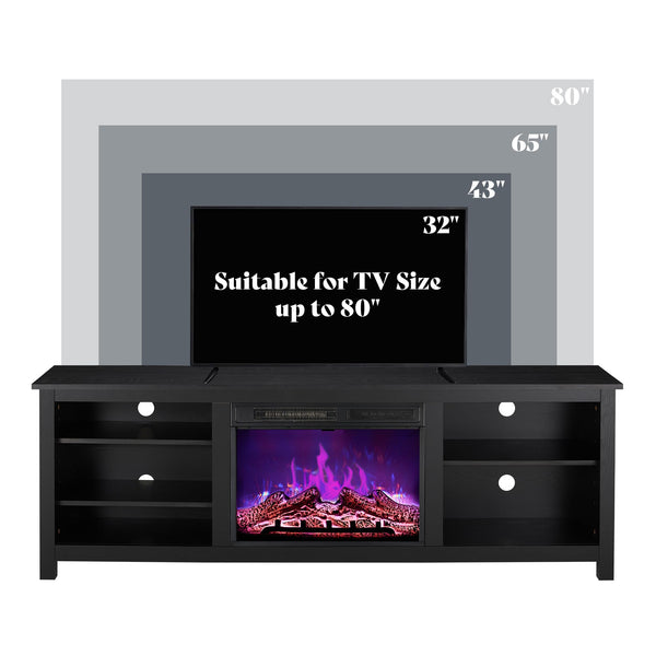 70-Inch Electric Fireplace TV Stand with Storage Shelves